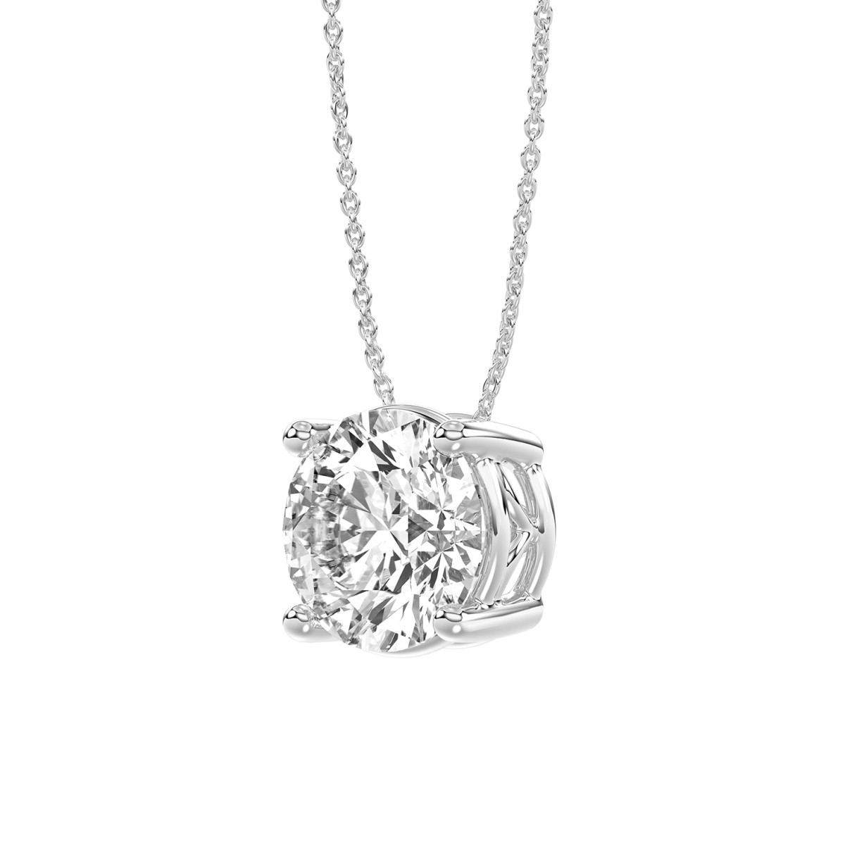 14K WHITE GOLD 1.00CT ROUND DIAMOND LADIES SOLITAIRE PENDANT WITH UNDER-PASS CHAIN (CENTER STONE ROUND DIAMOND 1CT)