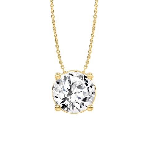 LADIES SOLITAIRE PENDANT WITH UNDER-PASS CHAIN 2.00CT ROUND DIAMOND 14K YELLOW GOLD