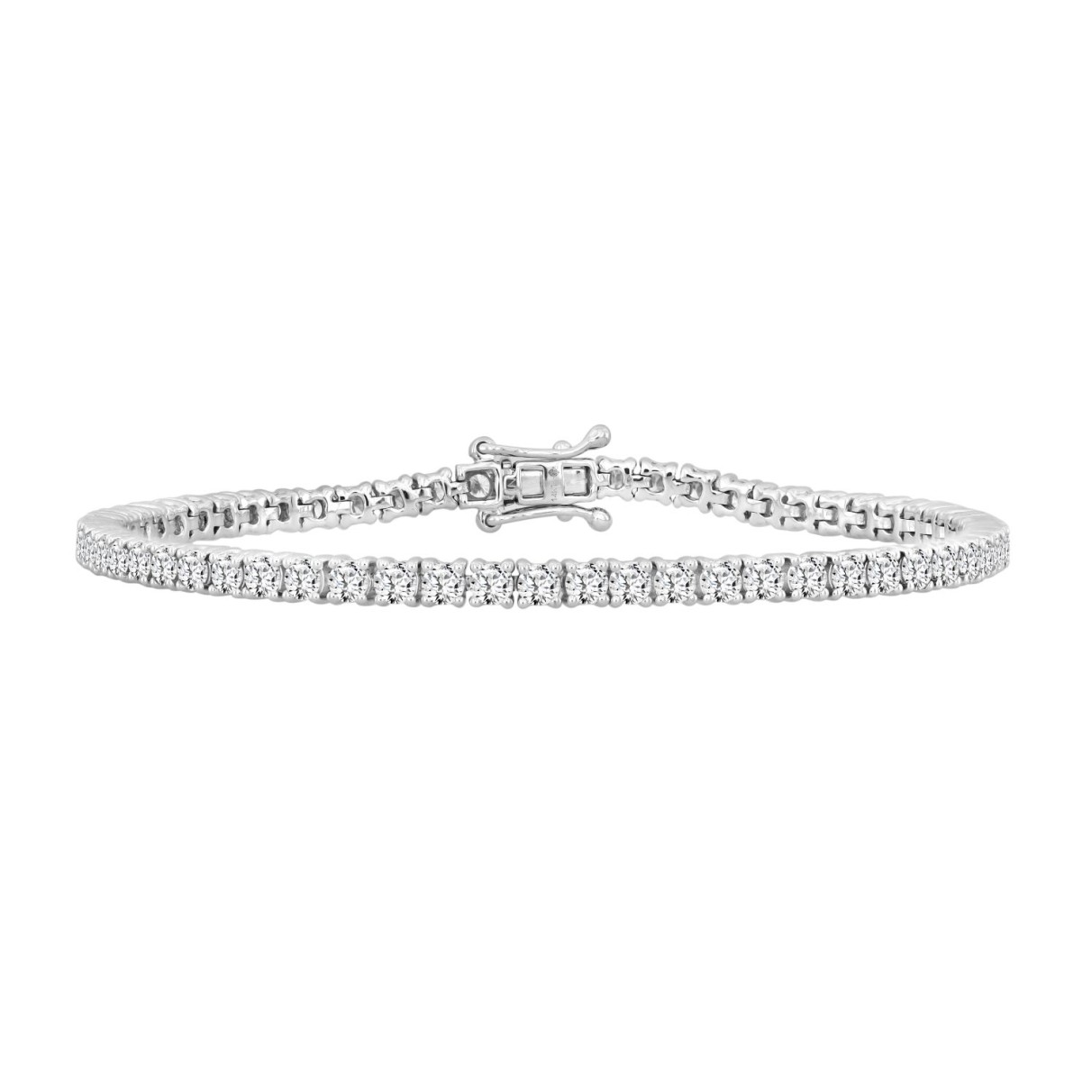 LADIES BRACELET 6CT ROUND DIAMOND 14K WHITE GOLD 