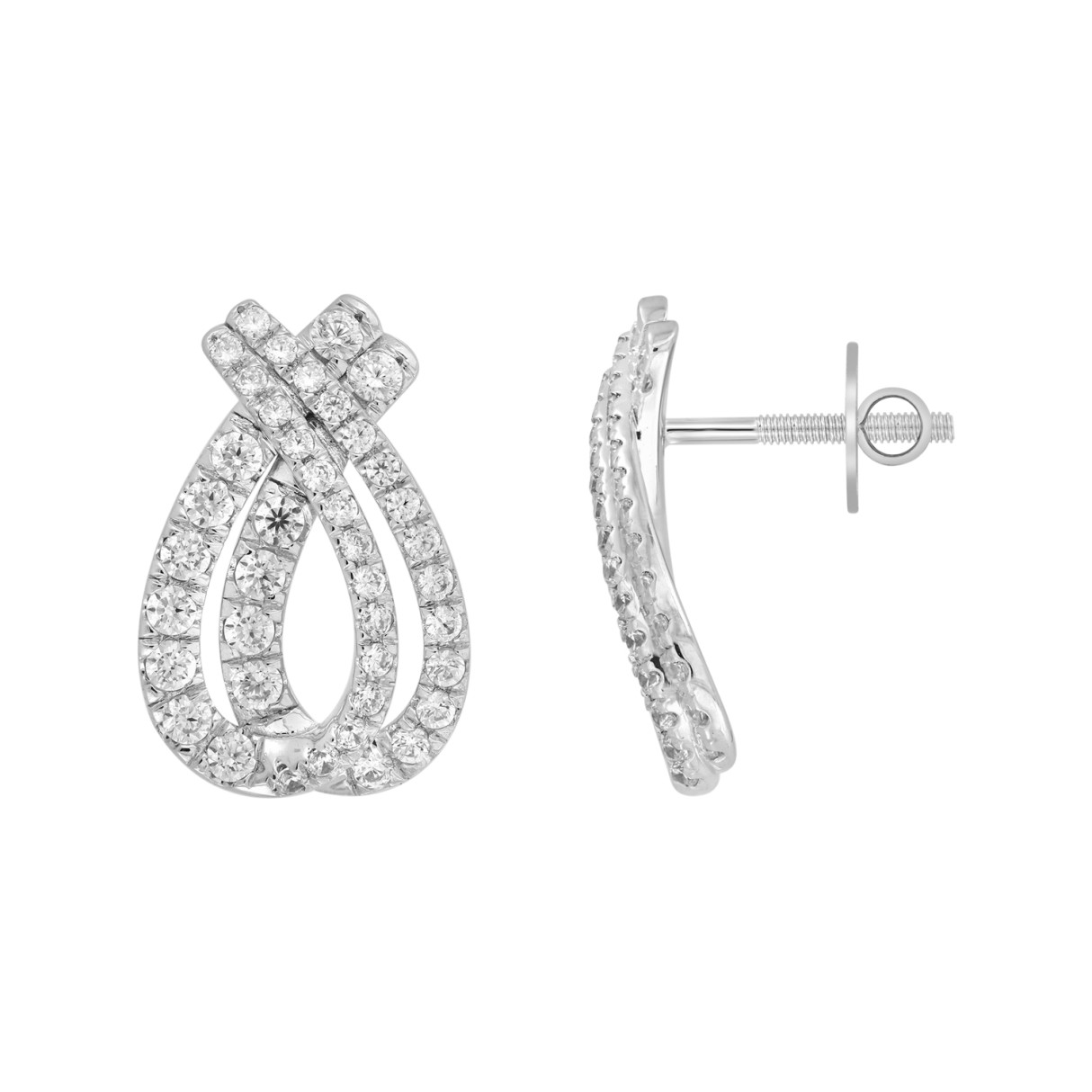 14K WHITE GOLD 2CT ROUND DIAMOND LADIES EARRINGS 