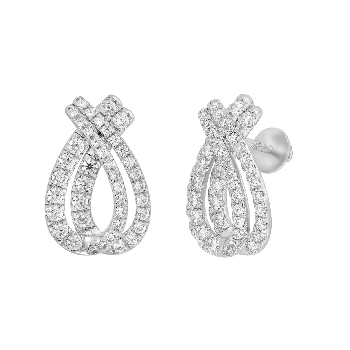 14K WHITE GOLD 2CT ROUND DIAMOND LADIES EARRINGS 