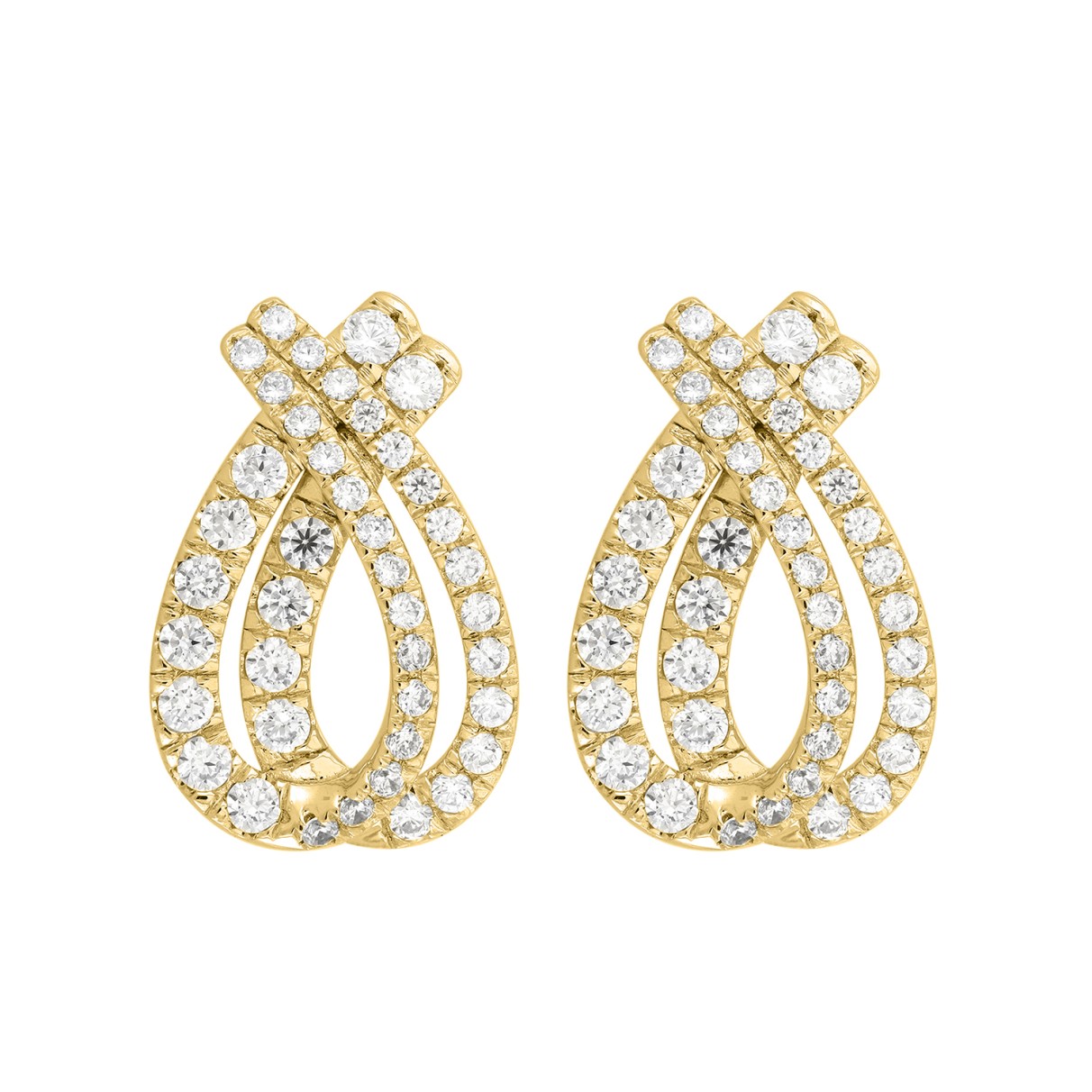 14K YELLOW GOLD 2CT ROUND DIAMOND LADIES EARRINGS ...