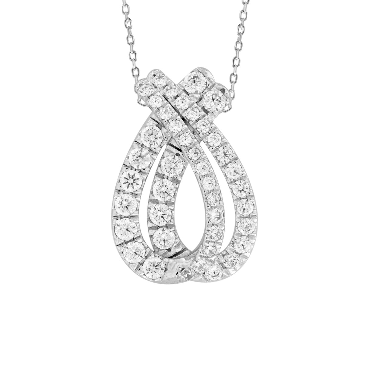 14K WHITE GOLD 1 1/2CT ROUND DIAMOND LADIES PENDANTS WITH CHAIN