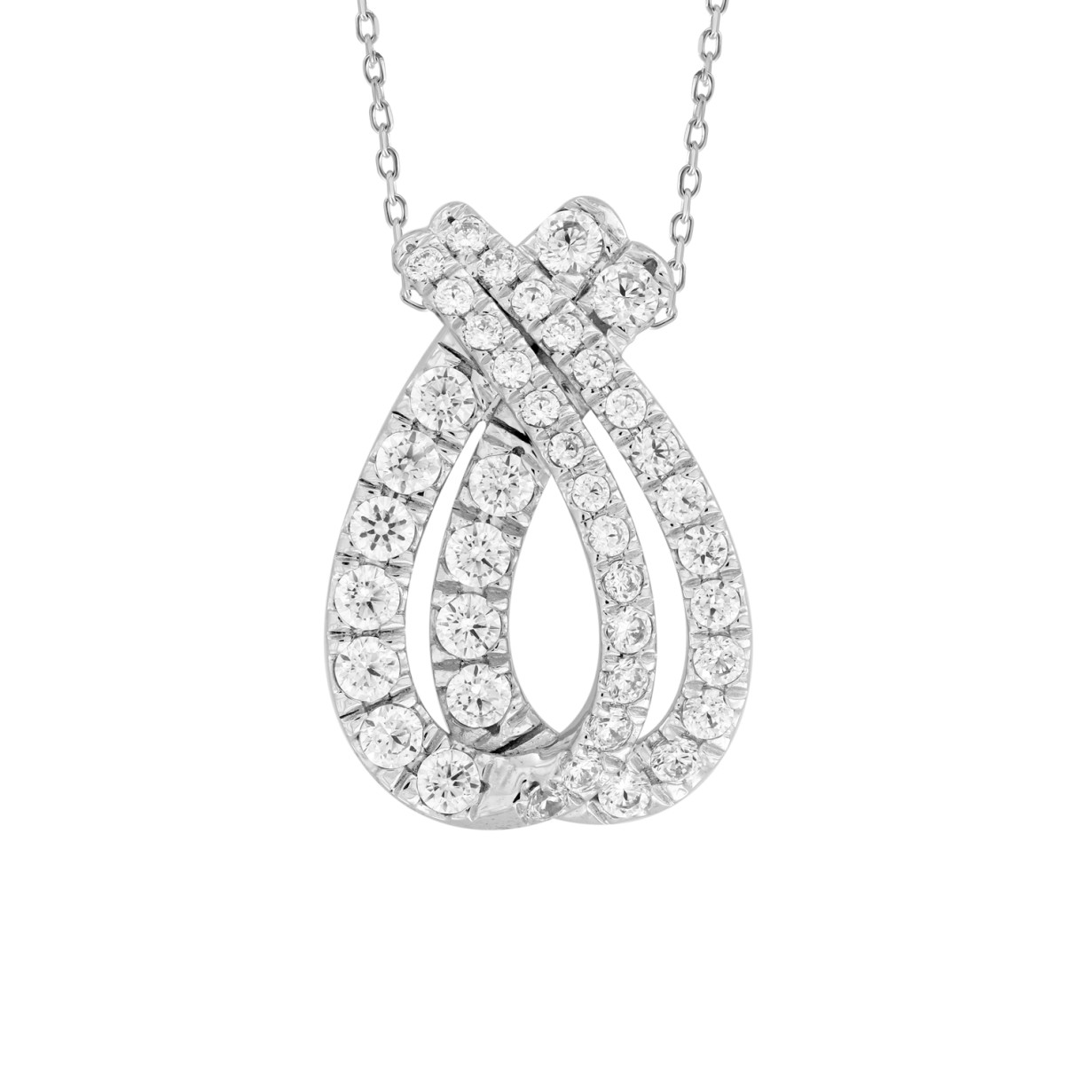 14K WHITE GOLD 1 1/2CT ROUND DIAMOND LADIES PENDANTS WITH CHAIN