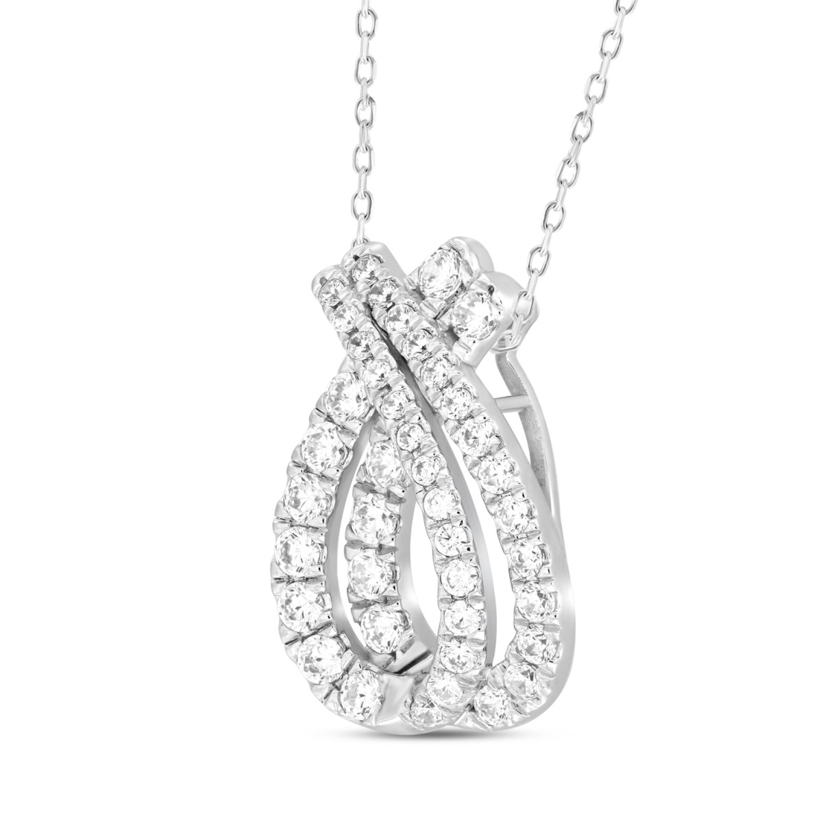 14K WHITE GOLD 1 1/2CT ROUND DIAMOND LADIES PENDANTS WITH CHAIN