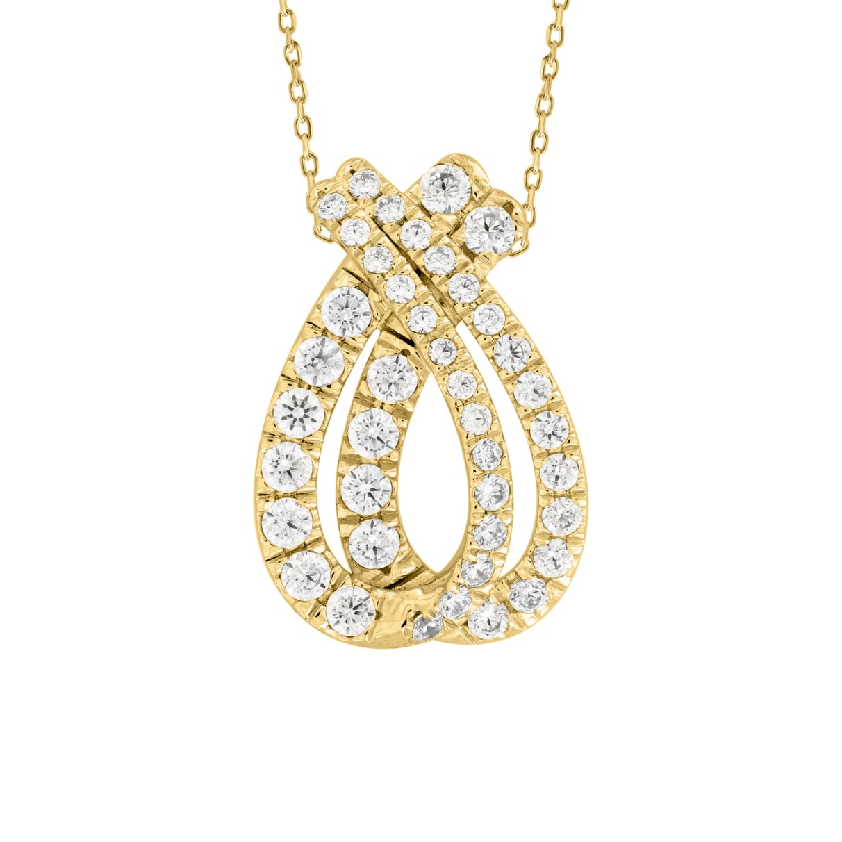 14K YELLOW  GOLD 1 1/2CT ROUND DIAMOND LADIES PEND...