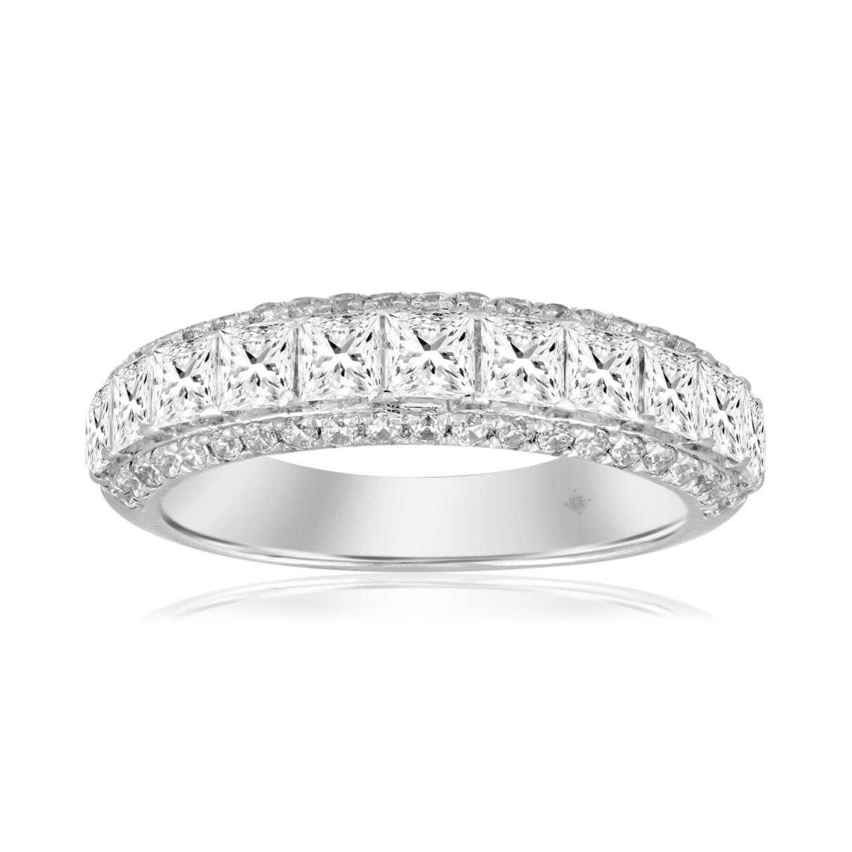 14K WHITE GOLD 1 1/2CT ROUND/PRINCESS DIAMOND LADIES RING