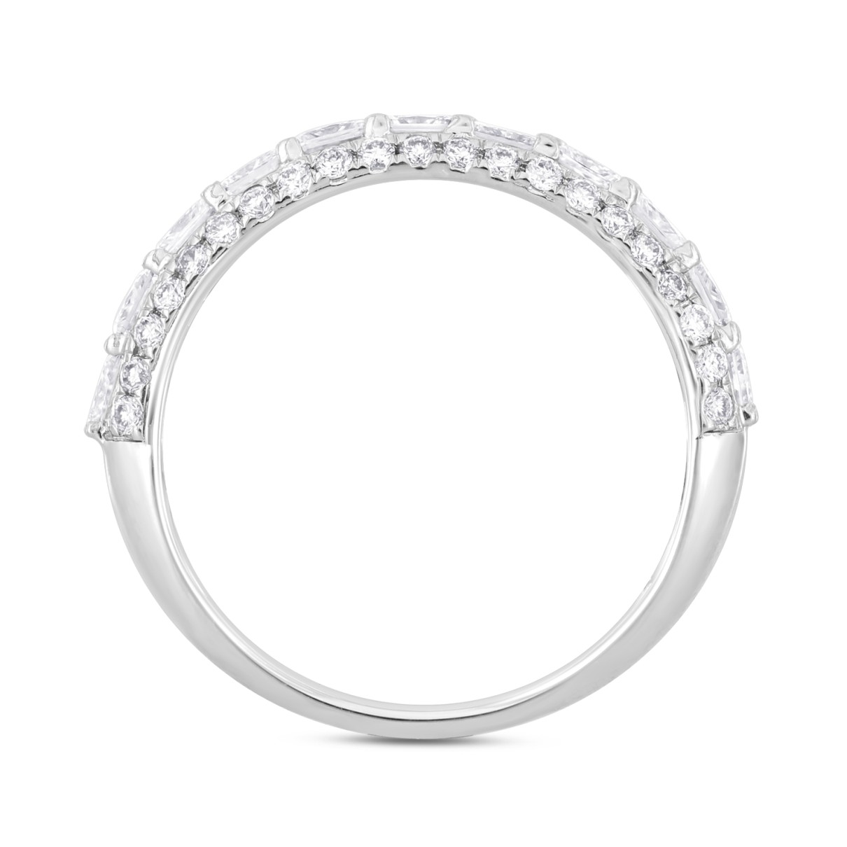 14K WHITE GOLD 1 1/2CT ROUND/PRINCESS DIAMOND LADIES RING