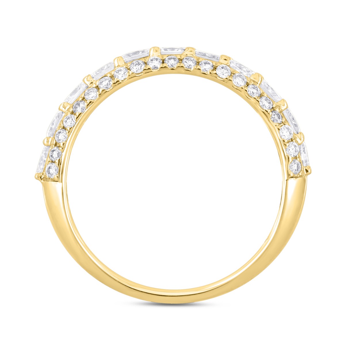 14K YELLOW GOLD 1 1/2CT ROUND/PRINCESS DIAMOND LADIES RING