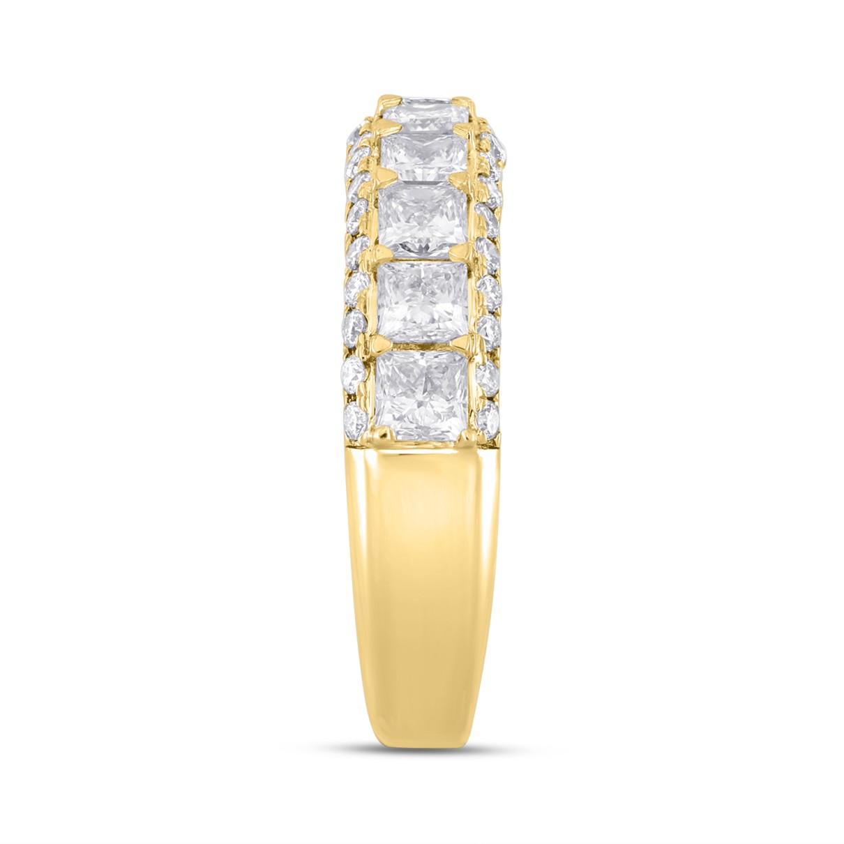 14K YELLOW GOLD 1 1/2CT ROUND/PRINCESS DIAMOND LADIES RING