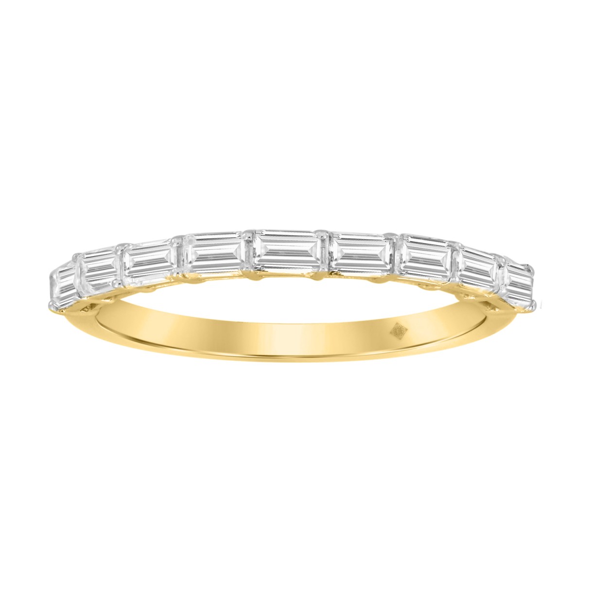 14K YELLOW GOLD 1CT EMERALD DIAMOND LADIES BAND