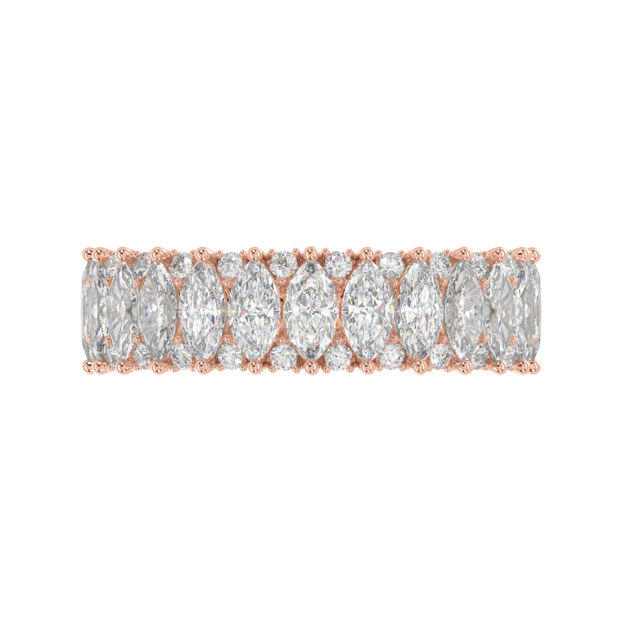14K ROSE GOLD 1 1/2CT ROUND/MARQUISE DIAMOND LADIES BAND