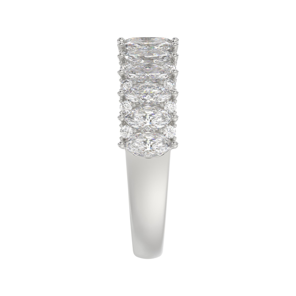 14K WHITE GOLD 1 1/2CT ROUND/MARQUISE DIAMOND LADIES BAND