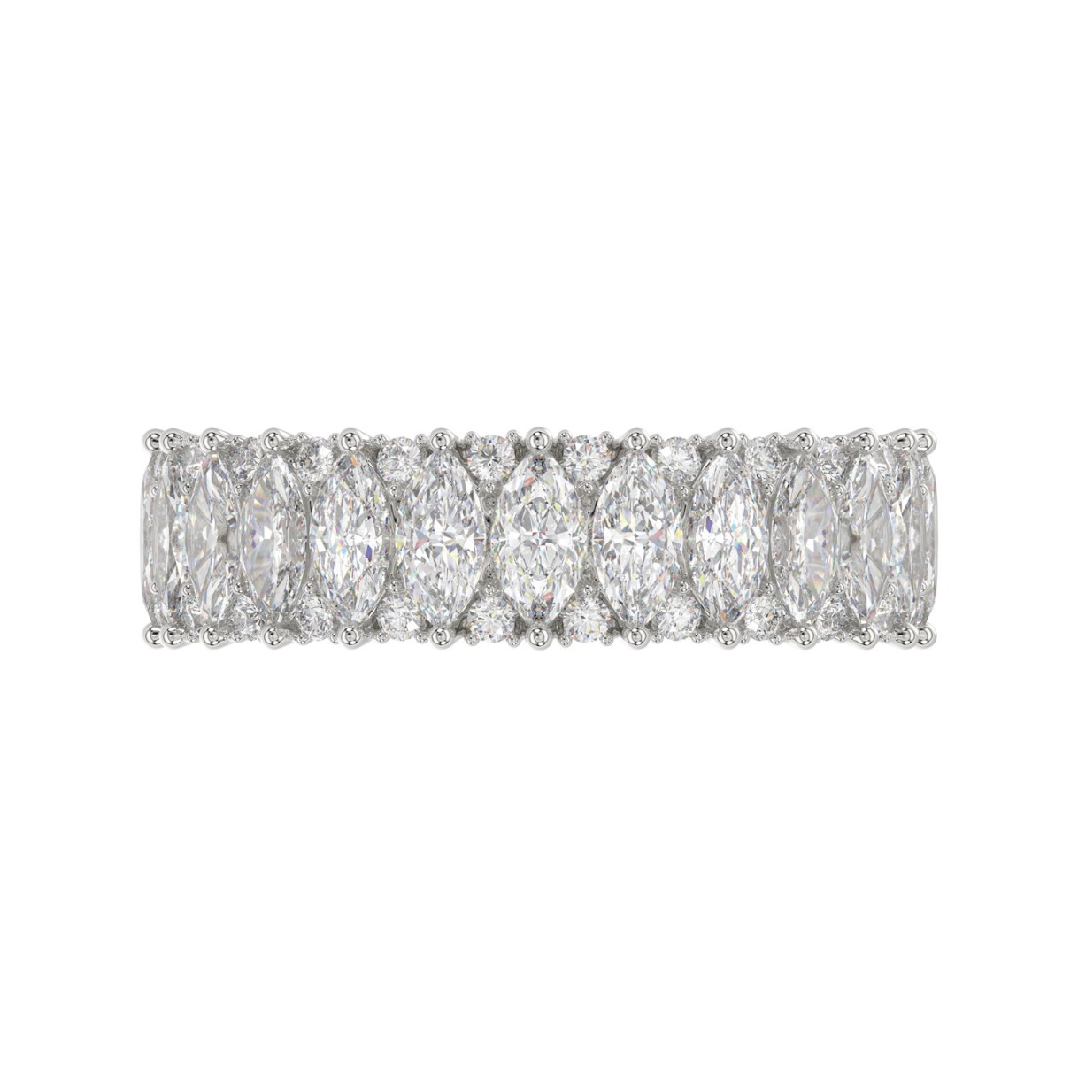 14K WHITE GOLD 1 1/2CT ROUND/MARQUISE DIAMOND LADIES BAND
