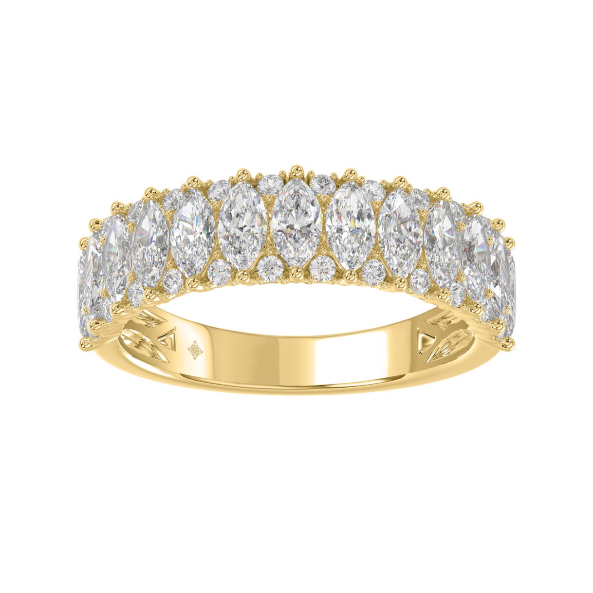 14K YELLOW GOLD 1 1/2CT ROUND/MARQUISE DIAMOND LAD...