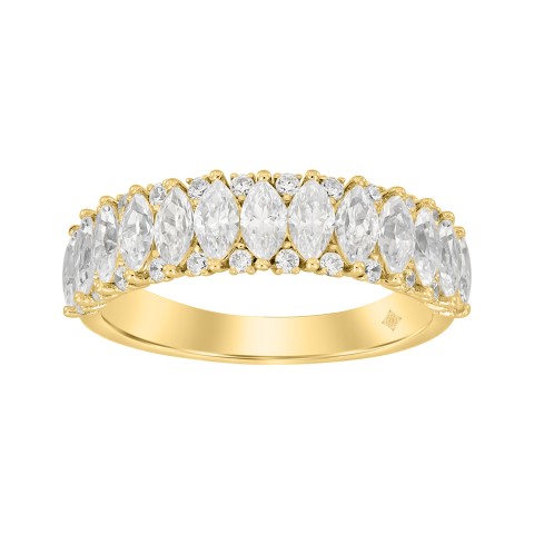 14K YELLOW GOLD 1 1/2CT ROUND/MARQUISE DIAMOND LADIES BAND