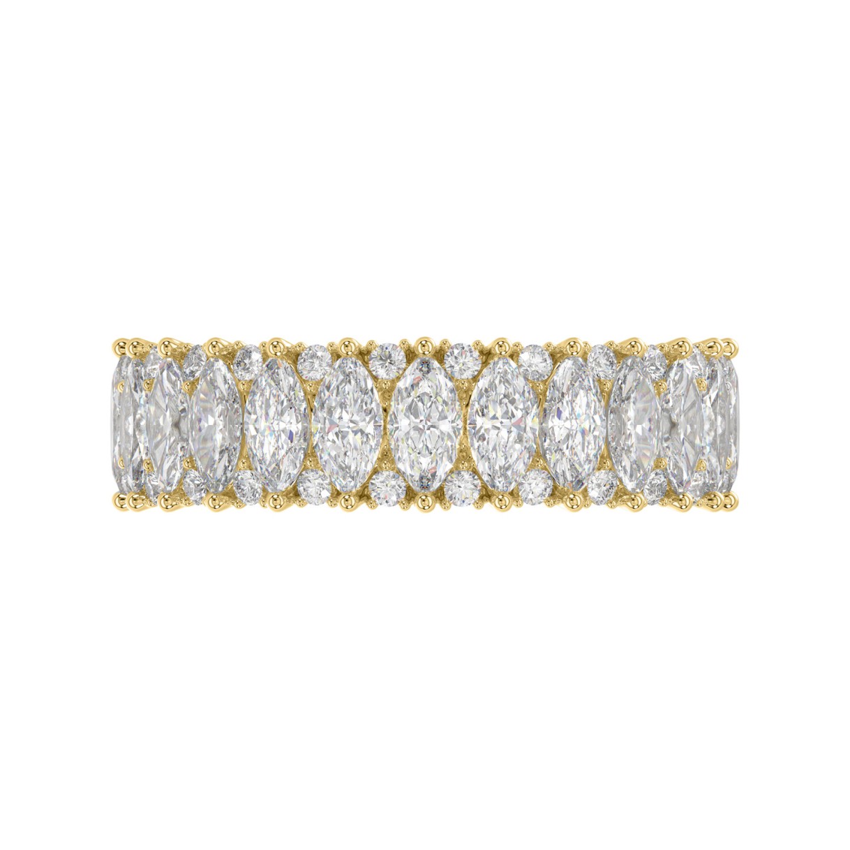 14K YELLOW GOLD 1 1/2CT ROUND/MARQUISE DIAMOND LADIES BAND