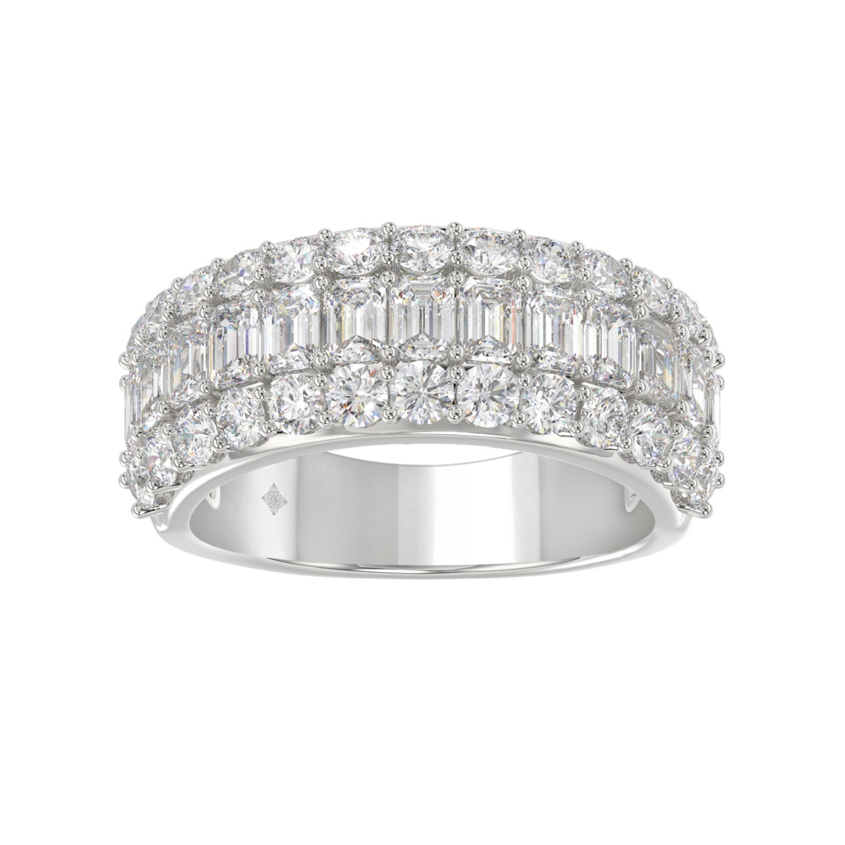 14K WHITE GOLD 2 1/2CT ROUND/EMERALD DIAMOND LADIE...