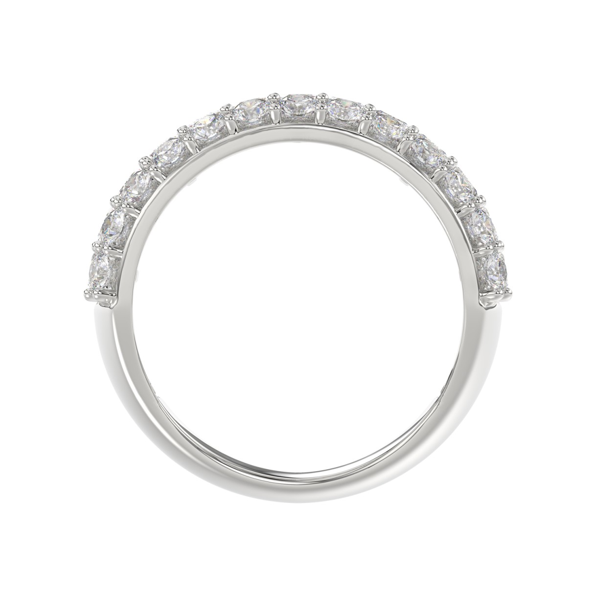 14K WHITE GOLD 2 1/2CT ROUND/EMERALD DIAMOND LADIES BAND