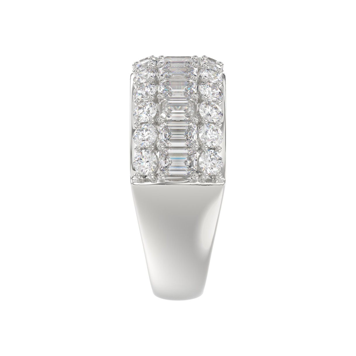 14K WHITE GOLD 2 1/2CT ROUND/EMERALD DIAMOND LADIES BAND