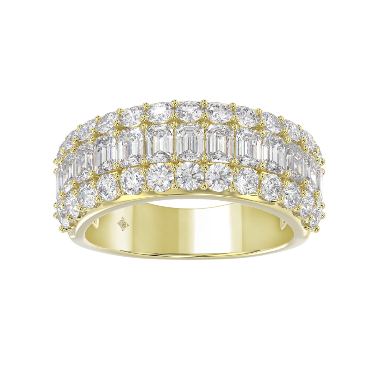 14K YELLOW GOLD 2 1/2CT ROUND/EMERALD DIAMOND LADI...
