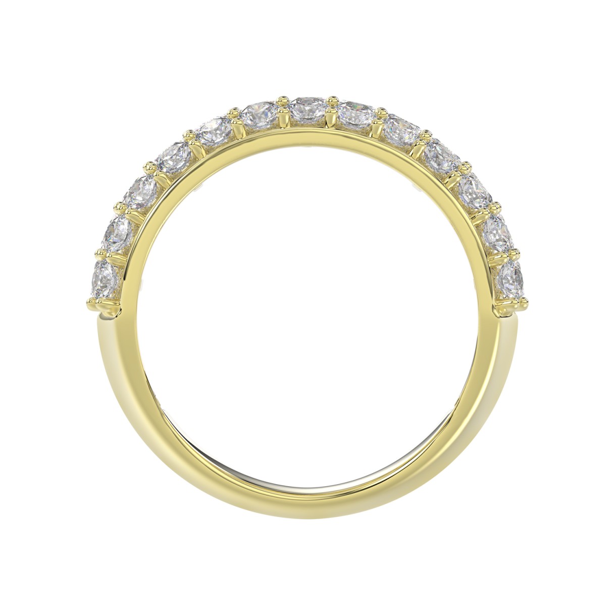 14K YELLOW GOLD 2 1/2CT ROUND/EMERALD DIAMOND LADIES BAND