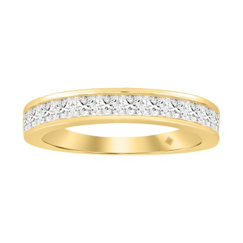 14K YELLOW GOLD 1CT PRINCESS DIAMOND LADIES BAND