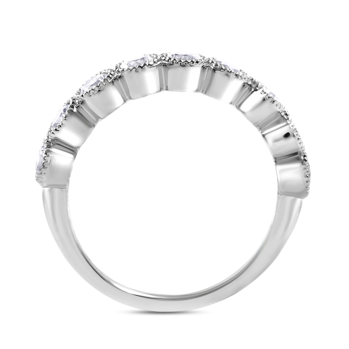 LADIES BAND 1CT ROUND DIAMOND 14K WHITE GOLD