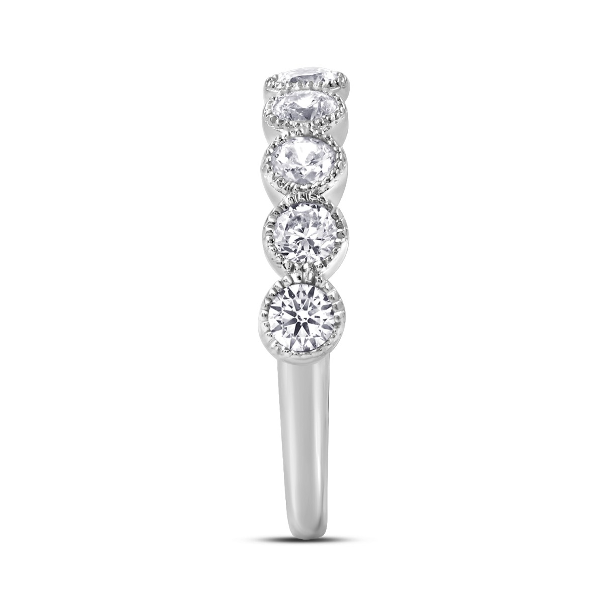 LADIES BAND 1CT ROUND DIAMOND 14K WHITE GOLD