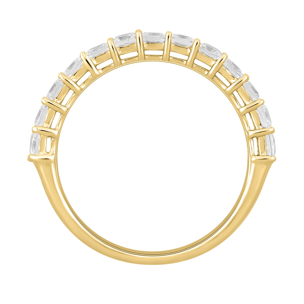 LADIES BAND 1CT PRINCESS DIAMOND 14K YELLOW GOLD