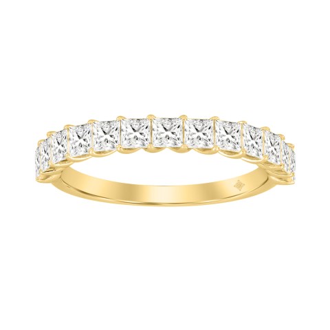 LADIES BAND 1CT PRINCESS DIAMOND 14K YELLOW GOLD