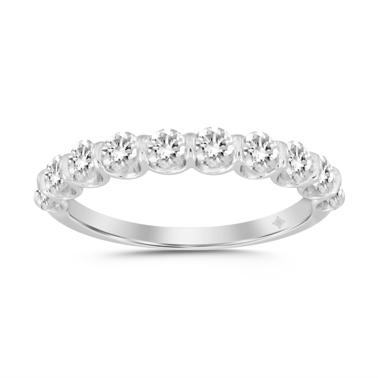 LADIES BAND 1CT ROUND DIAMOND 14K WHITE GOLD