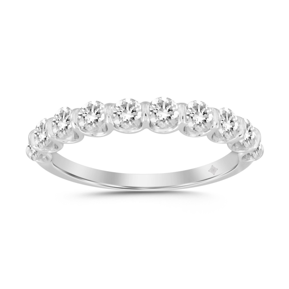 LADIES BAND 1CT ROUND DIAMOND 14K WHITE GOLD...