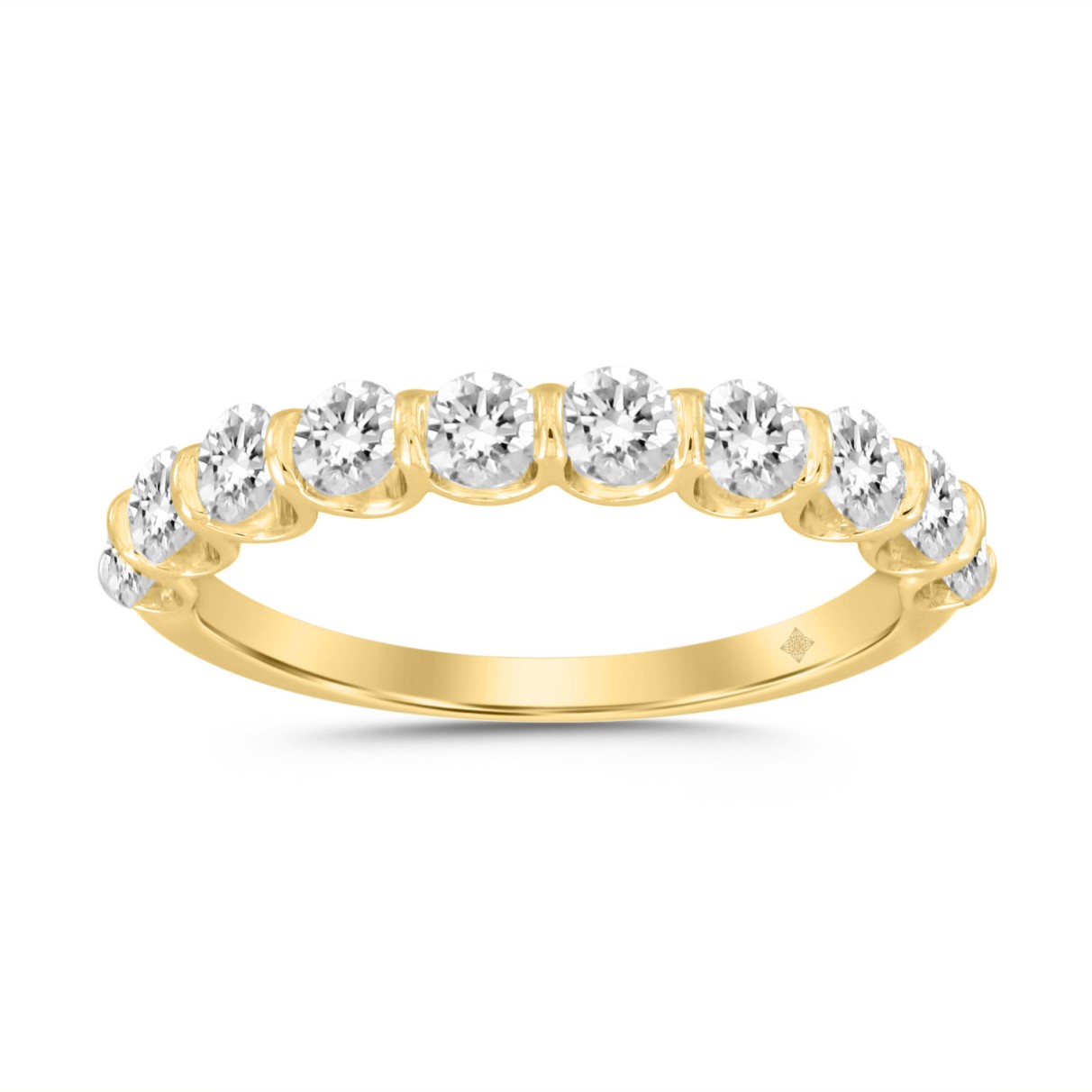 LADIES BAND 1CT ROUND DIAMOND 14K YELLOW GOLD