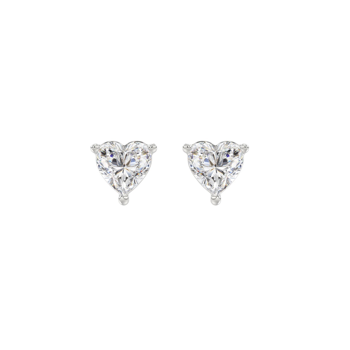 14K WHITE GOLD 1CT HEART DIAMOND LADIES SOLITAIRE EARRINGS 