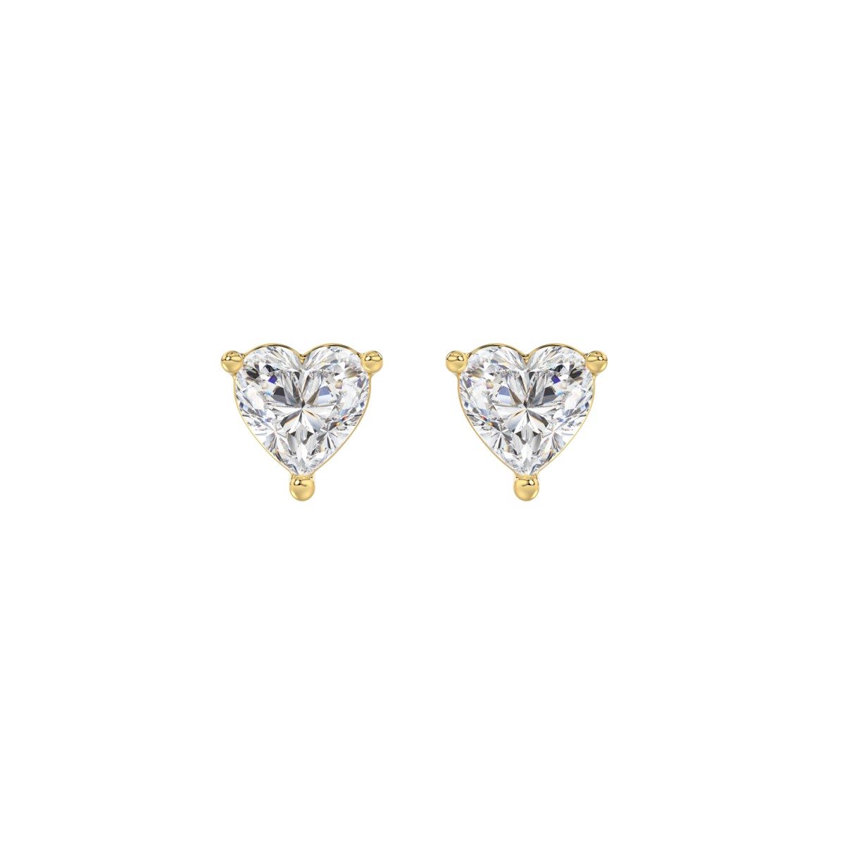 14K YELLOW GOLD 1CT HEART DIAMOND LADIES SOLITAIRE EARRINGS 