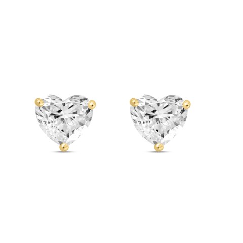 14K YELLOW GOLD 1CT HEART DIAMOND LADIES SOLITAIRE EARRINGS 