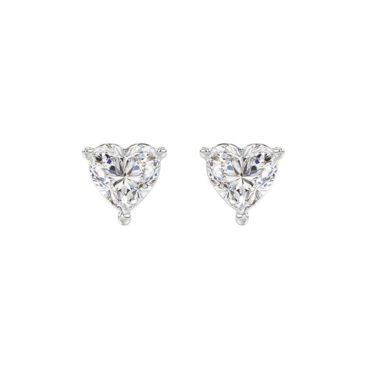 14K WHITE GOLD 2CT HEART DIAMOND LADIES SOLITAIRE EARRINGS 