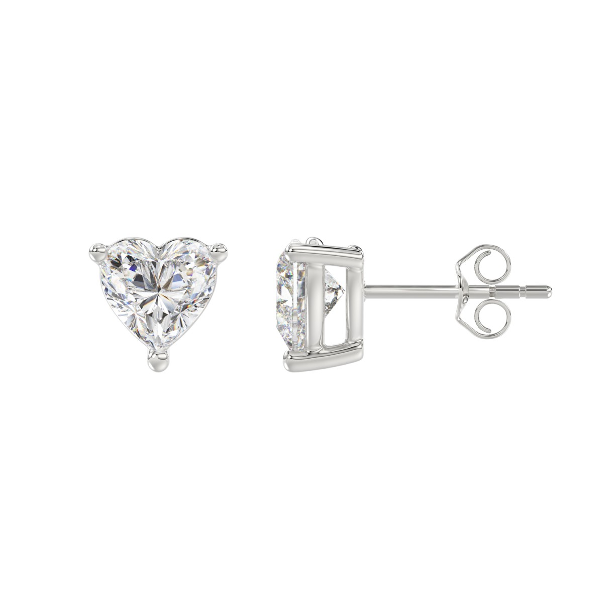 14K WHITE GOLD 2CT HEART DIAMOND LADIES SOLITAIRE EARRINGS 