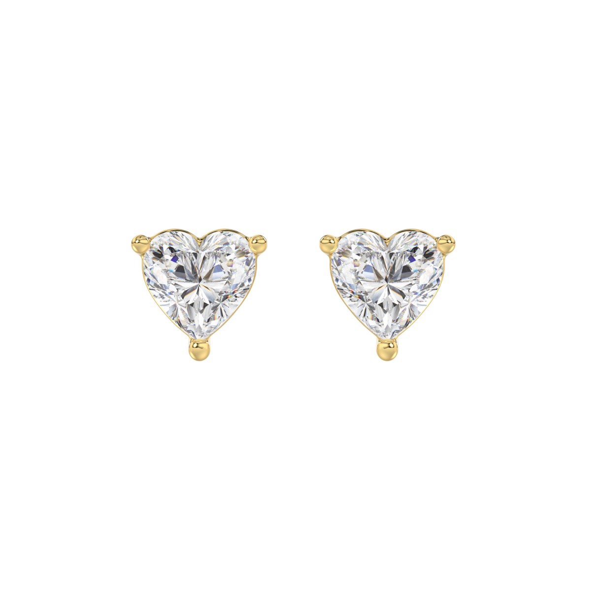 14K YELLOW GOLD 2CT HEART DIAMOND LADIES SOLITAIRE EARRINGS 