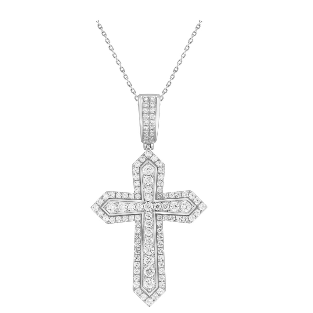 14K WHITE GOLD 3 1/2CT ROUND DIAMOND MEN'S PENDANT