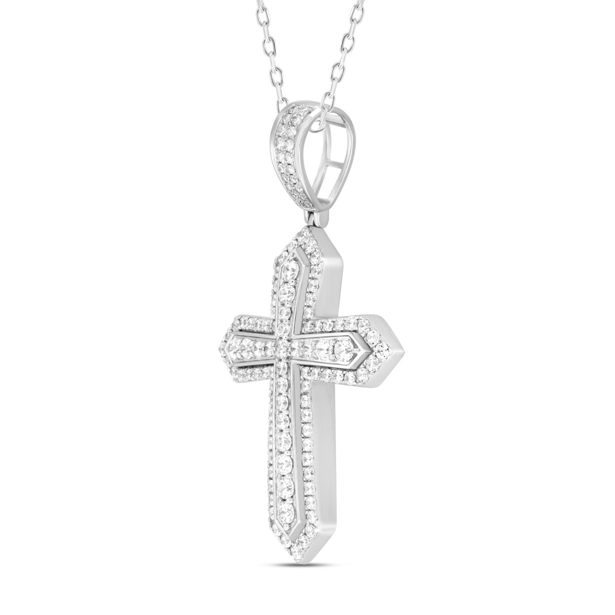 14K WHITE GOLD 3 1/2CT ROUND DIAMOND MEN'S PENDANT