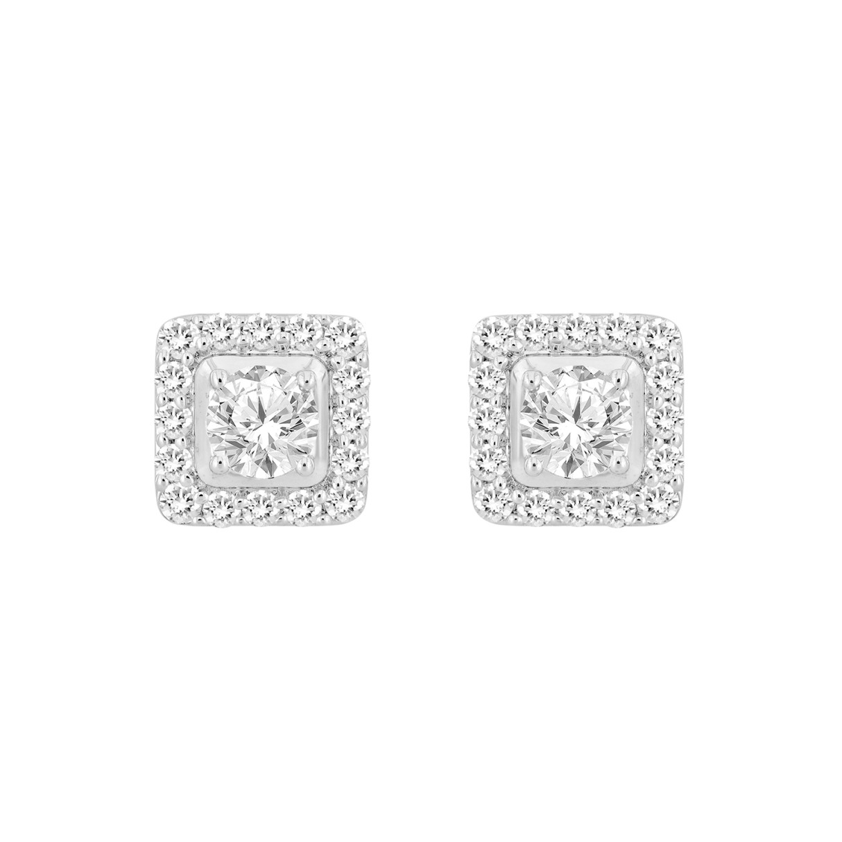 MEN'S EARRINGS 3 1/2CT ROUND DIAMOND 14K WHITE GOL...