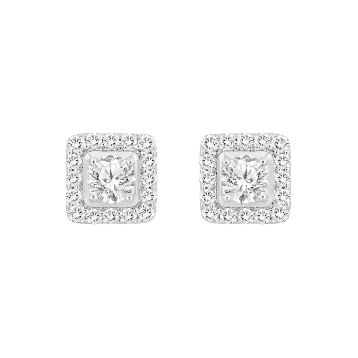 MEN'S EARRINGS 3 1/2CT ROUND DIAMOND 14K WHITE GOLD
