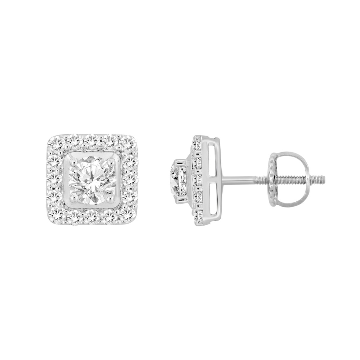 MEN'S EARRINGS 3 1/2CT ROUND DIAMOND 14K WHITE GOLD