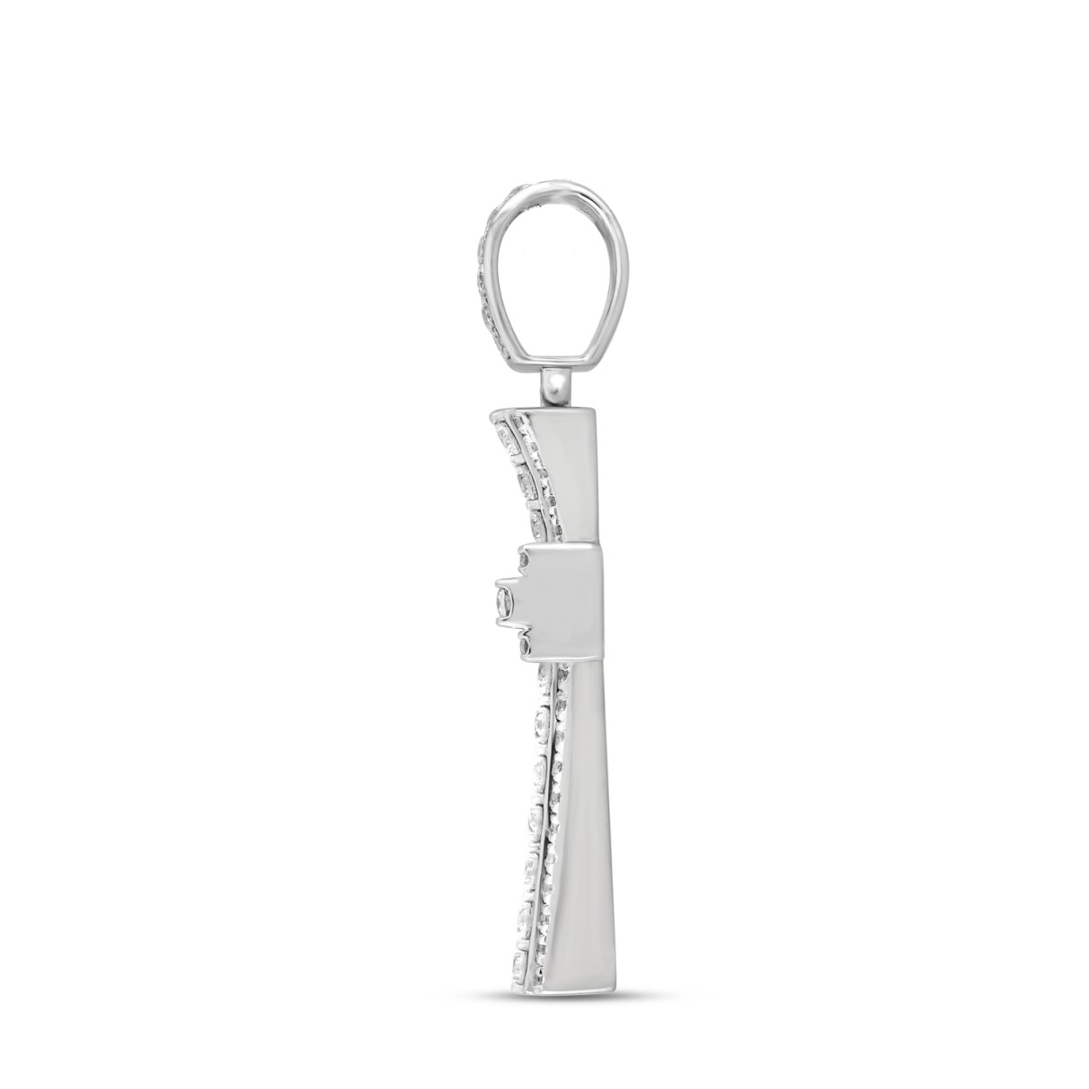 MEN'S CHARM PENDANT 4CT ROUND DIAMOND 14K WHITE GOLD