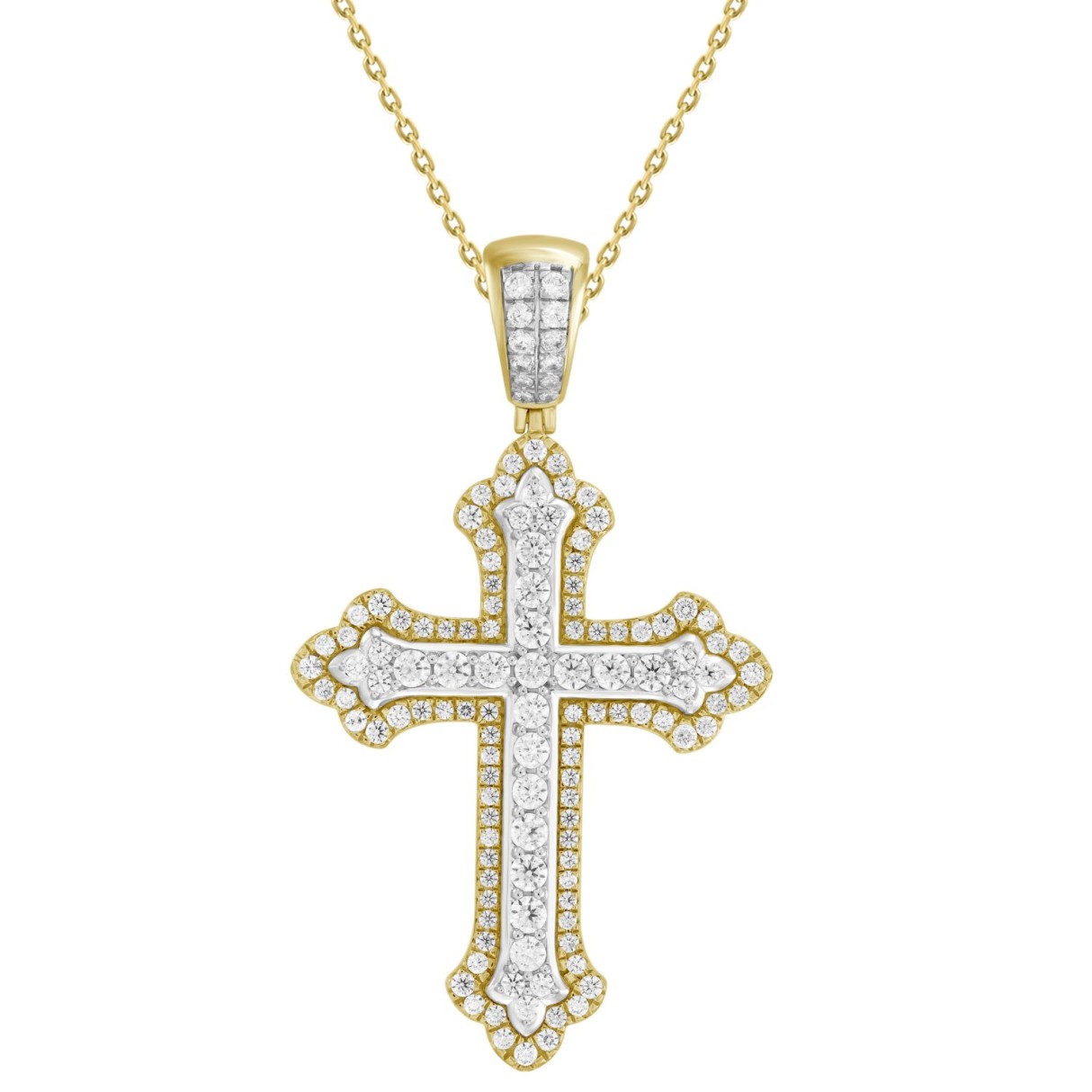 14K YELLOW GOLD 3 1/2CT ROUND DIAMOND MEN'S PENDANT