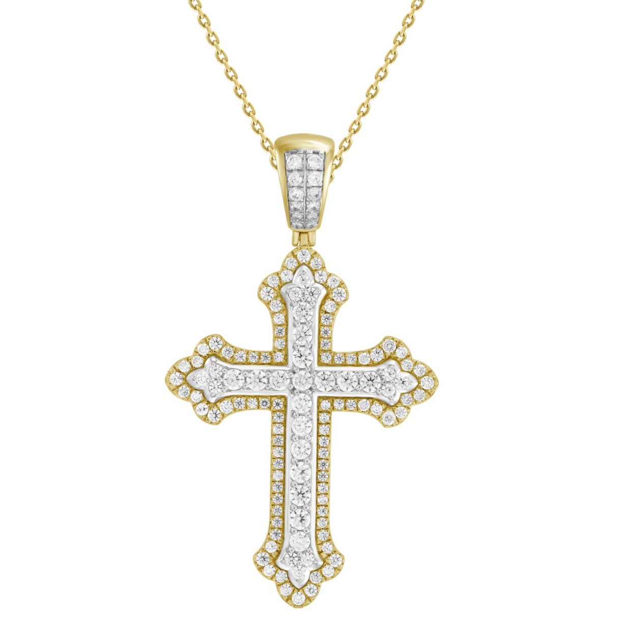 14K YELLOW GOLD 3 1/2CT ROUND DIAMOND MEN'S PENDANT