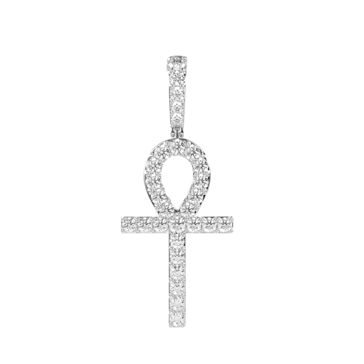 MEN'S CHARM PENDANT 2 1/2CT ROUND DIAMOND 14K WHIT...