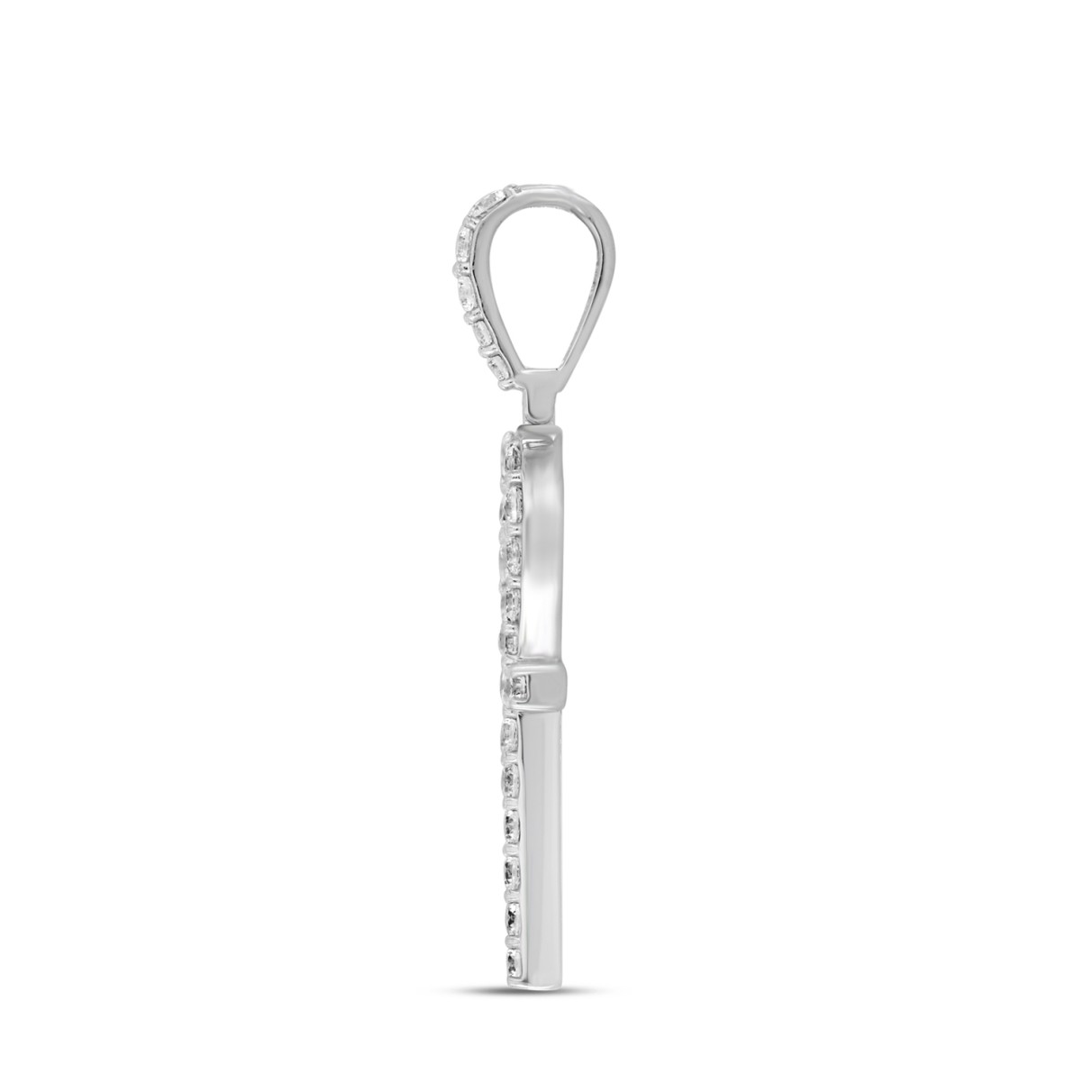 MEN'S CHARM PENDANT 2 1/2CT ROUND DIAMOND 14K WHITE GOLD